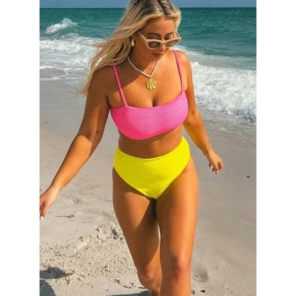 Show Me Your Mumu Sail Bikini Bottom in Highlighter Yellow L NWT - Picture 1 of 8